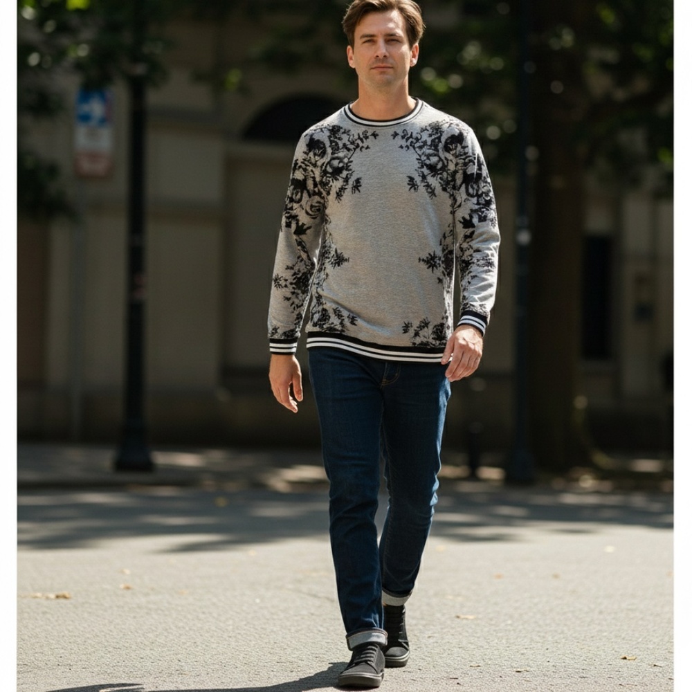 Long Sleeve Floral Graphic Crew